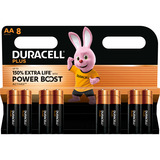 Duracell Plus Batería de un solo uso AA Alcalino Batería de un solo uso, AA, Alcalino, 1,5 V, 8 pieza(s), Negro, Oro