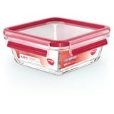 Emsa CLIP & CLOSE N1041400 recipiente de almacenar comida Plaza Caja 0,8 L Transparente 1 pieza(s) transparente/Rojo, Caja, Plaza, 0,8 L, Transparente, Vidrio, 420 °C