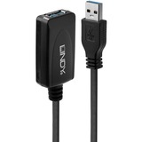 Lindy 43155 cable USB 5 m USB 3.2 Gen 1 (3.1 Gen 1) USB A Negro, Cable alargador negro, 5 m, USB A, USB A, USB 3.2 Gen 1 (3.1 Gen 1), 5000 Mbit/s, Negro