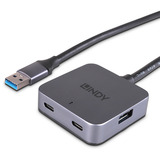 Lindy Hub USB 3.0 de 4 puertos gris/Negro