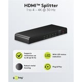 goobay Divisor HDMI 1 a 4 (4K @ 30Hz), Splitter HDMI negro