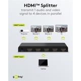 goobay Divisor HDMI 1 a 4 (4K @ 30Hz), Splitter HDMI negro