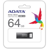 ADATA UR340 unidad flash USB 64 GB USB tipo A 3.2 Gen 2 (3.1 Gen 2) Negro, Lápiz USB níquel, 64 GB, USB tipo A, 3.2 Gen 2 (3.1 Gen 2), 100 MB/s, Tapa, Negro