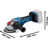 Bosch GWX 18V-15 P amoladora angular 9800 RPM 2,3 kg azul/Negro, 9800 RPM, Batería, 5,5 Ah, 2,3 kg