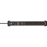 Brennenstuhl Premium-Protect-Line 1391010600, Regleta negro/Aluminio