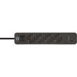 Brennenstuhl Regleta Ecolor 4 tomas con 2x USB-C, 1x USB-A negro/Antracita