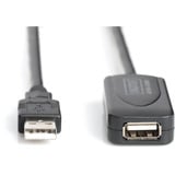 Digitus Cable de extensión USB 2.0 activo, 20 metros, Cable alargador negro