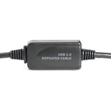 Digitus Cable de extensión USB 2.0 activo, 20 metros, Cable alargador negro