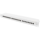 Digitus Panel de conexión CAT 6A, clase EA, apantallado, Patch Panel gris, clase EA, apantallado, Gigabit Ethernet, Cat6a, Gris, Montaje en bastidor, 1U, 1,5 mm