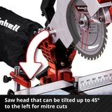 EINHELL TE-MS 18/210 Li-Solo 3000 RPM, Sierras de corte a inglete y a bisel rojo/Negro, 3000 RPM, 104,2 dB, 91,2 dB, 3 dB, Batería, Ión de litio