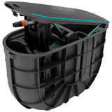 GARDENA Caja de manguera Undercover RollUp M, 20 metros, Soporte para manguera negro/Turquesa