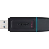 Kingston DataTraveler Exodia unidad flash USB 64 GB USB tipo A 3.2 Gen 1 (3.1 Gen 1) Negro, Lápiz USB negro/Turquesa, 64 GB, USB tipo A, 3.2 Gen 1 (3.1 Gen 1), Tapa, 11 g, Negro