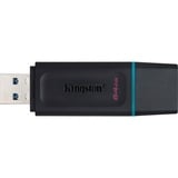 Kingston DataTraveler Exodia unidad flash USB 64 GB USB tipo A 3.2 Gen 1 (3.1 Gen 1) Negro, Lápiz USB negro/Turquesa, 64 GB, USB tipo A, 3.2 Gen 1 (3.1 Gen 1), Tapa, 11 g, Negro