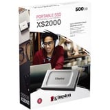 Kingston XS2000 500 GB Negro, Plata, Unidad de estado sólido plateado/Negro, 500 GB, USB Tipo C, 3.2 Gen 2 (3.1 Gen 2), 2000 MB/s, Negro, Plata