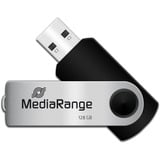 MediaRange MR913 unidad flash USB 128 GB USB tipo A 2.0 Negro, Plata, Lápiz USB negro/Plateado, 128 GB, USB tipo A, 2.0, 10 MB/s, Girar, Negro, Plata