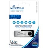 MediaRange MR913 unidad flash USB 128 GB USB tipo A 2.0 Negro, Plata, Lápiz USB negro/Plateado, 128 GB, USB tipo A, 2.0, 10 MB/s, Girar, Negro, Plata