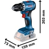 Bosch GSR 18V-45 Professional 500 RPM Sin llave 900 g Negro, Azul, Taladro/destornillador azul/Negro, Taladro de pistola, Sin llave, Negro, Azul, 1,3 cm, 500 RPM, 1,5 mm