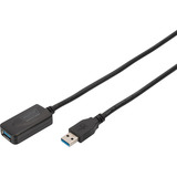 Digitus Cable de extensión USB 3.2 Gen 1 activo, 5 metros, Cable alargador negro
