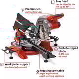 EINHELL Sierra de inglete y corte con tracción a batería TE-SM 36/8 L Li-Solo, 36 Voltios (2x18V), Sierras de corte a inglete y a bisel rojo