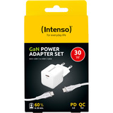 Intenso Power Adapter W30C GaN + C315C USB-C Kabel, Cargador blanco