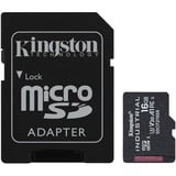 Kingston Tarjeta 16GB microSDHC Industrial C10 A1 pSLC + adaptador SD, Tarjeta de memoria negro, 16 GB, MicroSDHC, Clase 10, UHS-I, 100 MB/s, 80 MB/s