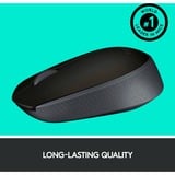 Logitech M171 Ratones, Ratón negro/Gris, Ambidextro, Óptico, RF inalámbrico, 1000 DPI, Gris