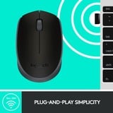 Logitech M171 Ratones, Ratón negro/Gris, Ambidextro, Óptico, RF inalámbrico, 1000 DPI, Gris