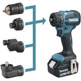 Makita Taladro atornillador a batería con sistema de cabezal intercambiable DDF491Z, 18 Voltios, Taladro/destornillador azul/Negro