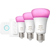 Philips Hue Kit de inicio E27, Lámpara LED Philips Hue White and Color ambiance Kit de inicio E27, Kit de iluminación inteligente, Blanco, Bluetooth/Zigbee, LED integrado, E27, 2000 K