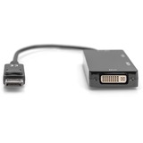Digitus Adaptador/convertidor 3 en 1 DisplayPort > DisplayPort + HDMI + DVI + VGA negro