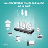 Digitus Inyector PoE+ Ethernet 10G de 16 puertos, 802.3at 250 W 