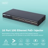Digitus Inyector PoE+ Ethernet 10G de 16 puertos, 802.3at 250 W 