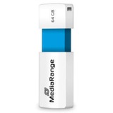 MediaRange Color Edition 64 GB, Lápiz USB blanco/Celeste