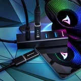 Sharkoon Hub de aluminio USB 3.2 Gen 1 de 4 puertos, Hub USB negro