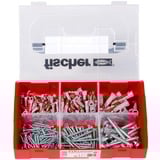 fischer FixTainer DuoPower + tornillo NV, Pasador gris claro/Rojo