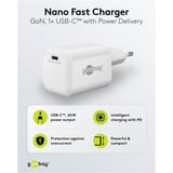 goobay Cargador rápido USB-C PD GaN Nano 65 W blanco