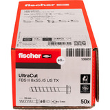 fischer Tornillo para hormigón UltraCut FBS II 8x55 5/- Hexagonal con arandela TX 