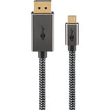 goobay 75707, Cable negro/Plateado