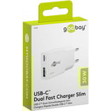 goobay Cargador rápido dual USB-C PD GaN Slim 30 W blanco