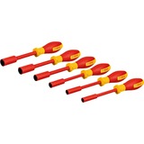 Bosch Juego de llaves de vaso VDE Professional, hexagonal 7-14mm, Llave de tubo rojo/Amarillo
