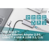 Digitus Adaptador Gigabit Ethernet USB Type-C™ 2.5G, USB-C™ + USB A (USB3.1/3.0) gris, USB-C™ + USB A (USB3.1/3.0), USB-C USB 3.1, RJ-45, Gris