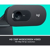 Logitech C505e cámara web 1280 x 720 Pixeles USB Negro, Webcam negro, 1280 x 720 Pixeles, 30 pps, 1280x720@30fps, 720p, 60°, USB, A granel