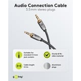 goobay Cable de conexión de audio Plus AUX 3,5mm estéreo negro/Plateado