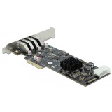 DeLOCK 89008 tarjeta y adaptador de interfaz Interno PCIe, SATA, USB 3.2 Gen 1 (3.1 Gen 1), Controlador USB PCIe, PCIe, SATA, USB 3.2 Gen 1 (3.1 Gen 1), Perfil bajo, PCIe 2.0, Gris, PC