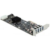 DeLOCK 89008 tarjeta y adaptador de interfaz Interno PCIe, SATA, USB 3.2 Gen 1 (3.1 Gen 1), Controlador USB PCIe, PCIe, SATA, USB 3.2 Gen 1 (3.1 Gen 1), Perfil bajo, PCIe 2.0, Gris, PC