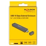 DeLOCK Carcasa externa M.2 NVMe PCle SSD, SATA SSD, Caja de unidades gris