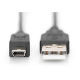 Digitus Cable de conexión USB 2.0 USB-A (conector) > Mini-USB (conector) negro