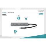 Digitus USB-C de 4 puertos, Hub USB plateado