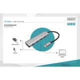 Digitus USB-C de 4 puertos, Hub USB plateado