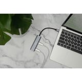 Digitus USB-C de 4 puertos, Hub USB plateado